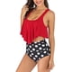 thumbnail image 4 of Trajes de baño para mujer, dos piezas, Tankini, parte superior con volantes, Control de barriga, parte inferior de cintura alta, trajes de baño, conjunto de Bikini Adepaton WRMH-1299-17, 4 of 6