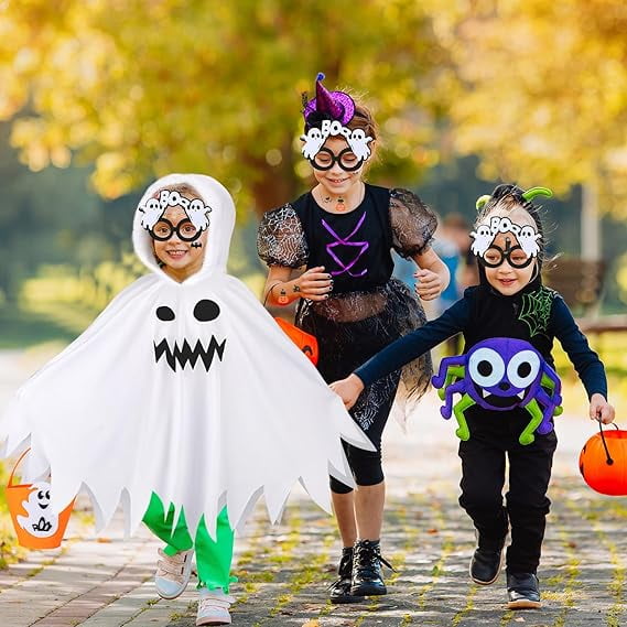 PCS Ghost Costume Kids, Ghost Outfit with Cape Glow in The Dark