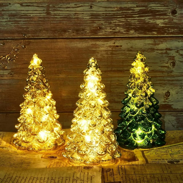 Adornos Navideños de Cristal con Led | Luz de Árbol de Navidad de Escritorio Acrílica | Irrompible y Reutilizable | Luz Blanca Cálida | 1 Luz de Árbol de Navidad
