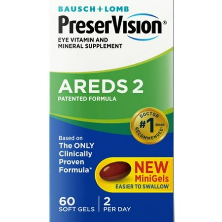 Bausch + Lomb PreserVision Eye Vitamin & Mineral Supplement Areds 2 Formula Soft Gels, 60 count