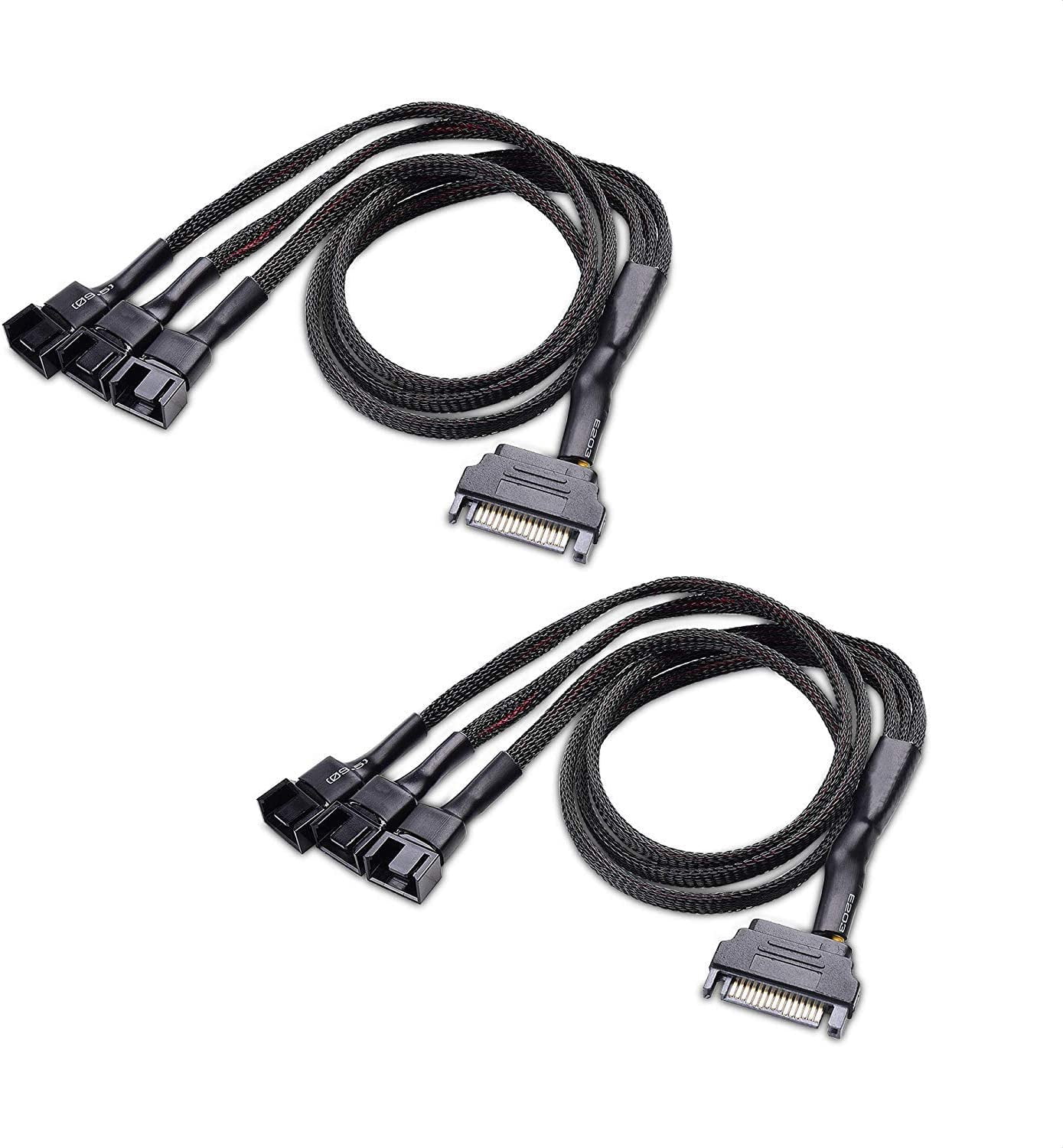 HRTGFD-2-Pack 3 Computer Case Fan Splitter Cable with SATA Power - 16 Inches