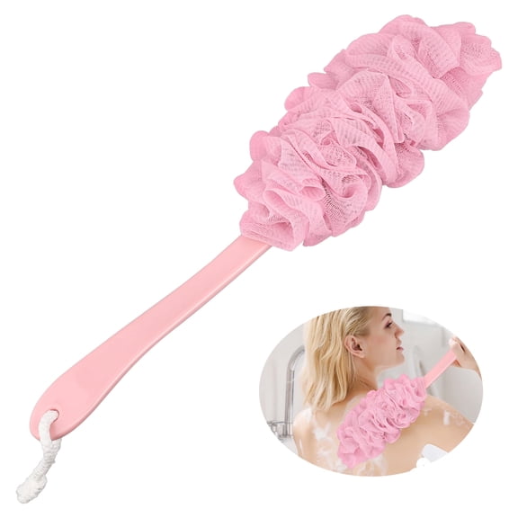 17" Long Handle Bath Scrubber,Exfoliating Loofah Shower Brush,Soft Bath Sponge Brush for Women Men Body Cleaning