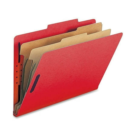 Nature Saver Legal Recycled Classification Folder – 8 1/2 x 14 – 2 Fastener Capacity for Folder – 2 Divider(s) – Bright Red – 100% Recycled – 10 / Box | Bundle of 5 Boxes