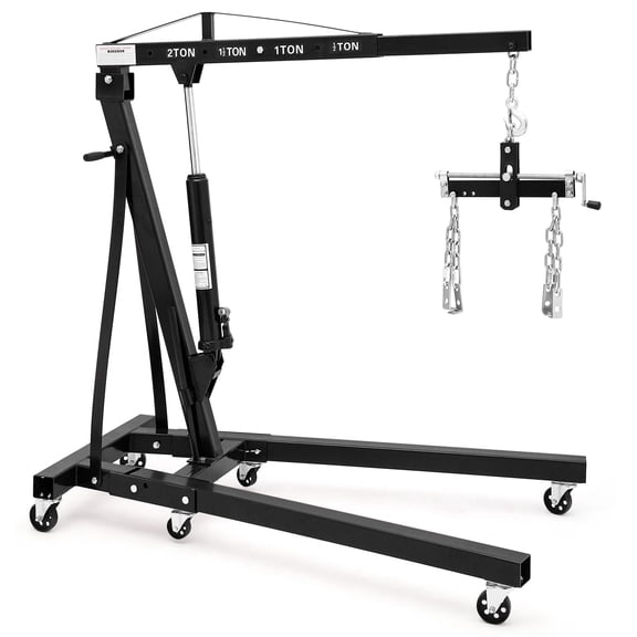 Kicctian 2 Ton Hydraulic Engine Hoist Cherry Picker, 4400LBS, Black