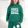thumbnail image 2 of Kids Tracksuit Athletic Sweatsuits Sets,2PC Long Sleeve Green Pullover Hoodie and Active Jogger Pants Fall Winter Clothes Girls Jogger Set 6-7 Years, 2 of 7