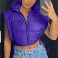 thumbnail image 6 of QUNYINEY Zip Up Puffer Vest for Women Hooded Purple Cropped Fall Waistcoat Loose Fit Cotton with Pockets Sleeveless Fall Jacket Women, 6 of 7