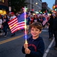 thumbnail image 4 of 4 Pack LED Small American Flags, Small USA Flag with Light, 4th of July Mini American Flags for Outside, American Hand Flags, Patriotic Veterans Day Decorations Flag, 4th of July Decorations, 4 of 7