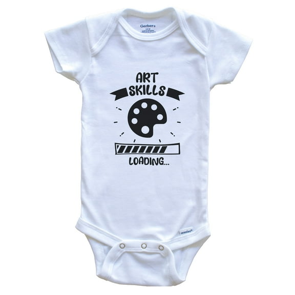 Art Skills Loading Funny Art Baby Bodysuit, 0-3 months white