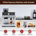 thumbnail image 5 of Semi-Automatic Espresso Machine, 1450W Power, 20 Bar Pressure, 30 Grind Settings, Quick Heating, and Milk Frother Wand for Home and Hotel Use, Silver Finish, 5 of 8