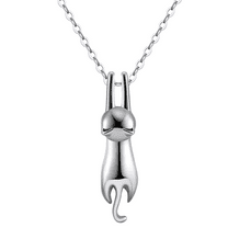 Hanging Cat Kitty Pendant Necklace for Women Sterling Silver Ginger Lyne Collection