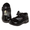 thumbnail image 3 of Josmo Baby Girls Mary Jane Flats with Bow Detail: Non, Slip Sole Wedding Flower Girls Shoes (Infants Toddler Sizes), Black Patent, 4, 3 of 6