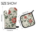 thumbnail image 2 of Yayeee Oven Mitts and Pot Holder Set of 2 Heat Resistant Kitchen Gloves Baking Hot Pad, Red Floral Pattern, 2 of 5