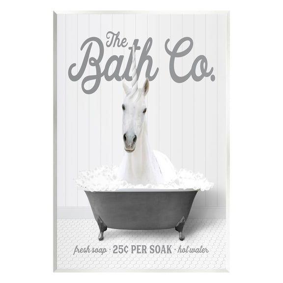 Stupell Industries Unicorn in Bubble Bath Animals & Insects Painting Unframed Art Print Wall Art, 10 x 15