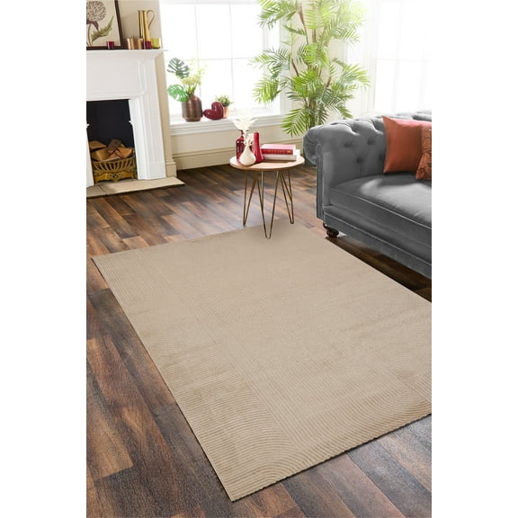 Impressive Collection 5'3" x 7'6" Modern Beige & Cream Rug for Living Room and Bedroom (160x230 cm)