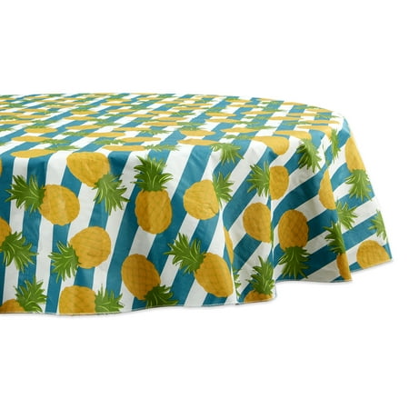 Must Have Dii Pineapple Vinyl, Oilcloth Tablecloth Round 70