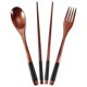 thumbnail image 3 of Wooden Flatware Set, Wooden Portable Set Chopsticks Spoon Fork Tableware Dinnerware with Black Twining Thread, 3 of 5