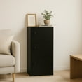 thumbnail image 5 of 3-Tier Black Bookcase with Doors – Matte Finish Vertical Storage Shelf by PJ Furniture, 5 of 7