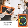 thumbnail image 2 of Case for iPad Air 3rd Generation 2019/iPad Pro 10.5 Inch 2017 with Screen Protector, 360 Degree Rotating Kickstand Hand Strap Heavy Duty Shockproof Cover with Shoulder Strap, Orange, 2 of 7