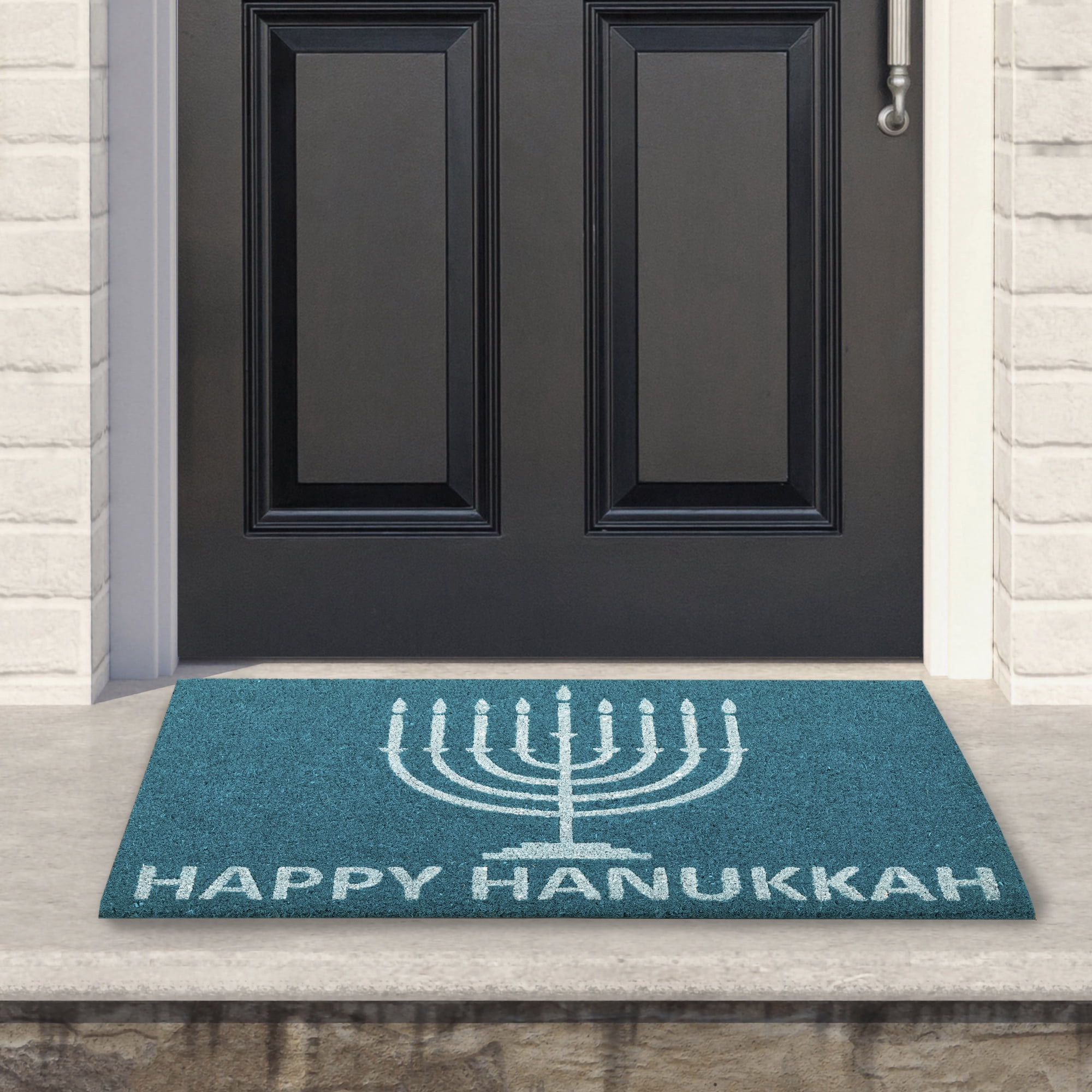 Natural Coir Menorah Happy Hanukkah Outdoor Doormat - 18" x 30"