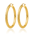 thumbnail image 5 of 14K Solid Yellow Gold 4mm Round Large Hoop Earrings, 5 of 10