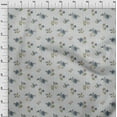 thumbnail image 3 of oneOone Polyester Lycra Dusty Blue Fabric Stripe|Leaves & Floral Artistic Quilting Supplies Print Sewing Fabric By The Yard 56 Inch Wide, 3 of 4