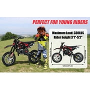 50Engine Dirt Bike for Adults & Kids, 2-Stroke Gas Powered Off-Road Motorcycle, 330LBS Capacity with Hydraulic Disc Brakes & Suspension, 25MPH Max Speed, Pull Start Mini Dirt Bike