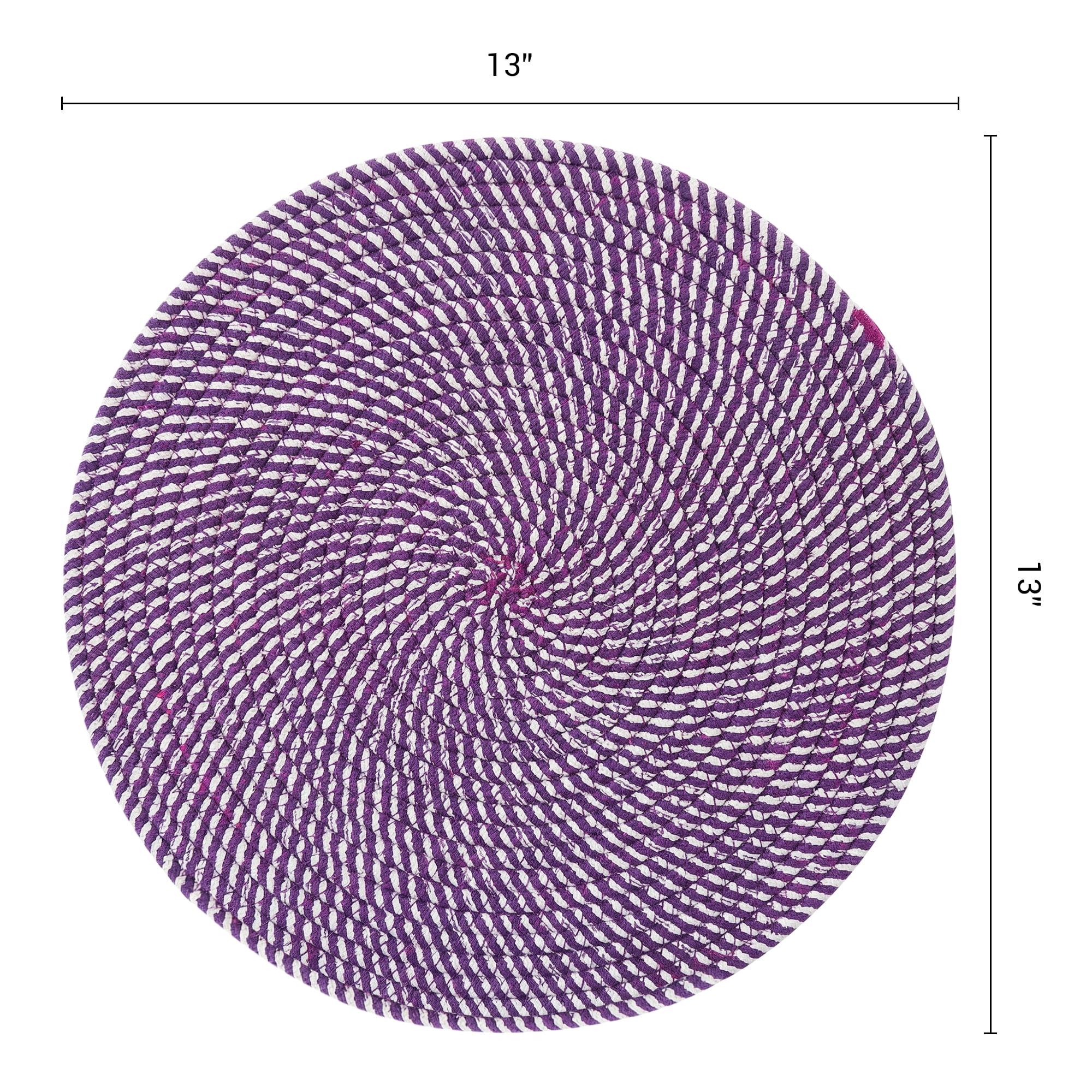 Unique Bargains 4Pcs Round Woven Table Placemats Purple 13x13inch