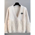 thumbnail image 4 of Suéter de punto de lana para mujer, cárdigan holgado con cuello en V, estilo holgado, chaqueta tipo suéter Devil's Eye Sandros, primavera y otoño 2024, nuevo, 4 of 4