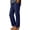 Dark Blue, variant on Women's Summer Pants Comfy Elastic High Waist Straight Leg Pants Crinkle Textured office Casual Trousers with Side Slit & Pockets White