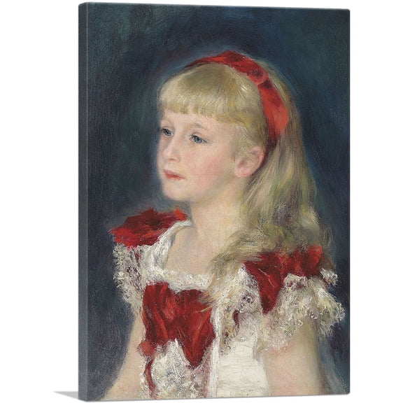ARTCANVAS Mademoiselle Grimprel au Ruban Rouge 1880 Canvas Art Print by Pierre-Auguste Renoir - Size: 26" x 18" (1.50" Deep)