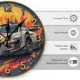 thumbnail image 2 of Wall Clock Decorative - Retro Colorful Race Car Print 2D Vintage Wall Clocks Battery Operated Silent Non-Ticking for Bedroom, Living Room, Kitchen, Office, Classroom, 10 Inch, 2 of 7