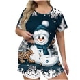 thumbnail image 2 of Zormilly Christmas Pajamas for Women Plus Size Short Sleeve Shirts Wide Leg Shorts Comfy Pajamas Set Printed, S-5XL, 2 of 6