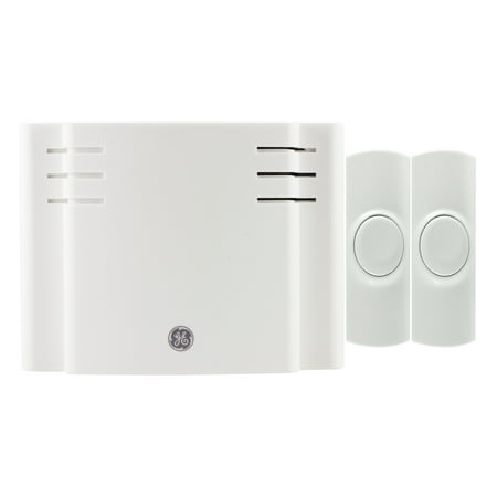 GE Wireless Doorbell Kit, 8 Chime Melodies, 1 Receiver, 2 Push Buttons, Battery-Operated,