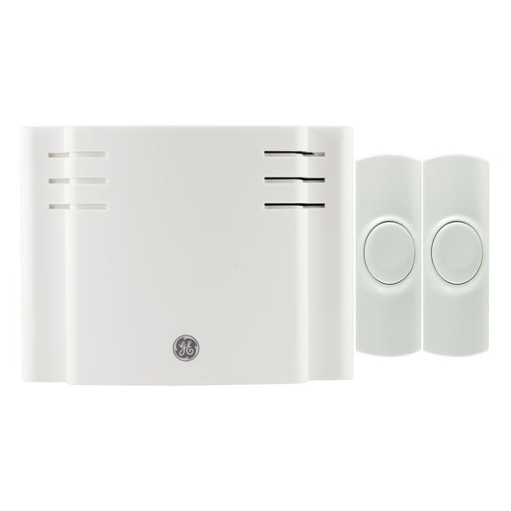 GE Wireless Doorbell Kit, 8 Chime Melodies, 1 Receiver, 2 Push Buttons, Battery-Operated, 19297