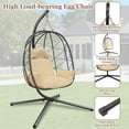 thumbnail image 5 of Enyopro Outdoor Egg Chair, 350LBS Weight Capacity Patio Wicker Swing Egg Chair with Stand, Steel Frame, Soft Cushion and Pillow for Home Bedroom Patio Balcony, Khaki, 5 of 8