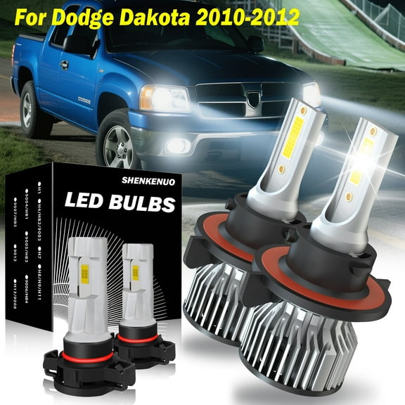 Fit for Dodge Dakota 2010 2011 2012 H13 9008 LED Headlight 5202 2504 Fog Light Bulb 6000K Pack of 4