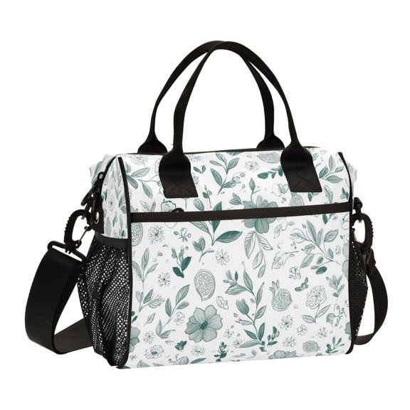 Lunch Bag Reusable Cooler Bags Portable Lunch Tote with Adjustable Shoulder Strap Flowers and Pomegranate Pattern Small