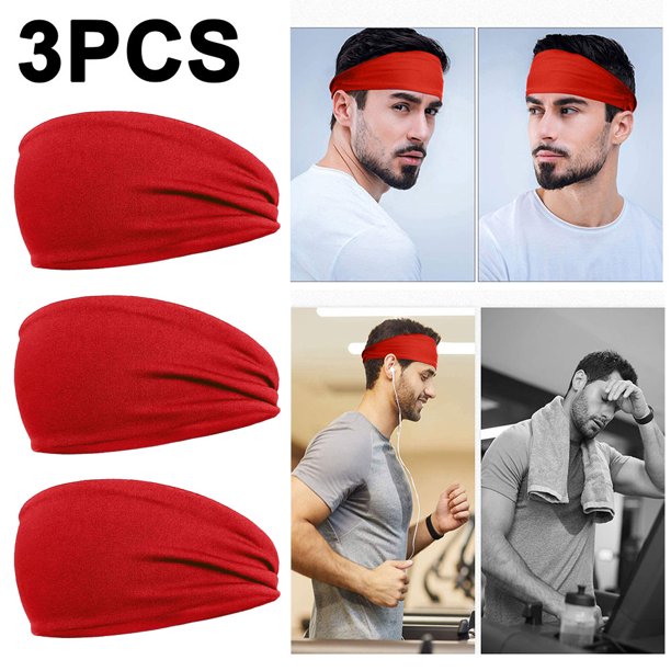 Hombres Mujeres Fitness Sweatband Elástico Correr Diadema Secado Rápido () Rojo