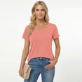 thumbnail image 3 of SUNBS Shirts for Women Short Sleeve Blouses Summer V Neck Tops Casual Dressy Boho Tunic Business Work Clothes School Outfit, 3 of 8