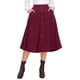thumbnail image 1 of Falda de pana para mujer, con botones en la parte delantera, de cintura alta, vintage, elástica, en línea A, acampanada, casual, midi, con bolsillos, color burdeos, 1 of 6