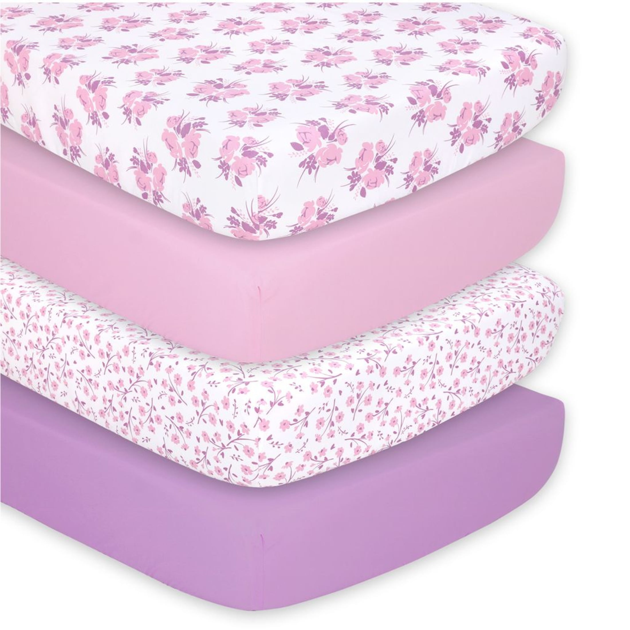 The Peanutshell Purple Floral 4-Pack Crib Sheets photo 1
