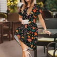 thumbnail image 3 of Balery Mexican Flower And Birds Vestidos sueltos de manga corta para mujer, vestidos de verano 2025, vestidos casuales de corte A con vuelo., 3 of 6
