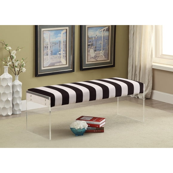 K ELITE Tessa 1615 Zebra Stripe Velvet Fabric Seating Bench
