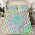 thumbnail image 2 of Animal Bed Sheets Set Silver Zebra Print Queen Size Sheet Sets, Girly Sparkle Sheets Rainbow Swirl Spiral Bed Set, Aesthetic Gradient Ombre Flat Sheet Glitters Decor, 2 of 6