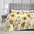 thumbnail image 5 of ZNDUO Lightweight Microfiber Bed Blanket, Sunflower Bee Elf Pattern Super Soft Flannel Cozy Throw Blankets, 50"x40", 5 of 8