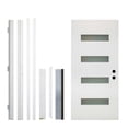 thumbnail image 2 of RANSENERS Fiberglass Entry Door with Brickmould, 4-Lite Frosted Glass, Vinyl Frame, for Front Entrance, White, 2 of 6