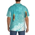 thumbnail image 3 of Gukieu Tranquil Ocean Canoe Journey Print Men's Short-sleeved Shirts, Button-down Pocket Shirts, T-shirts, Beach Vacation Travel Summer Clothing-XX-Large, 3 of 5