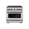 thumbnail image 2 of ZLINE Autograph Edition 36 in. 5.2 cu. ft. Paramount Dual Fuel Range with 6 Burner Gas Cooktop and Electric Convection Oven in DuraSnow Stainless Steel with Matte Black Accents (SDRSZ-36-MB), 2 of 2