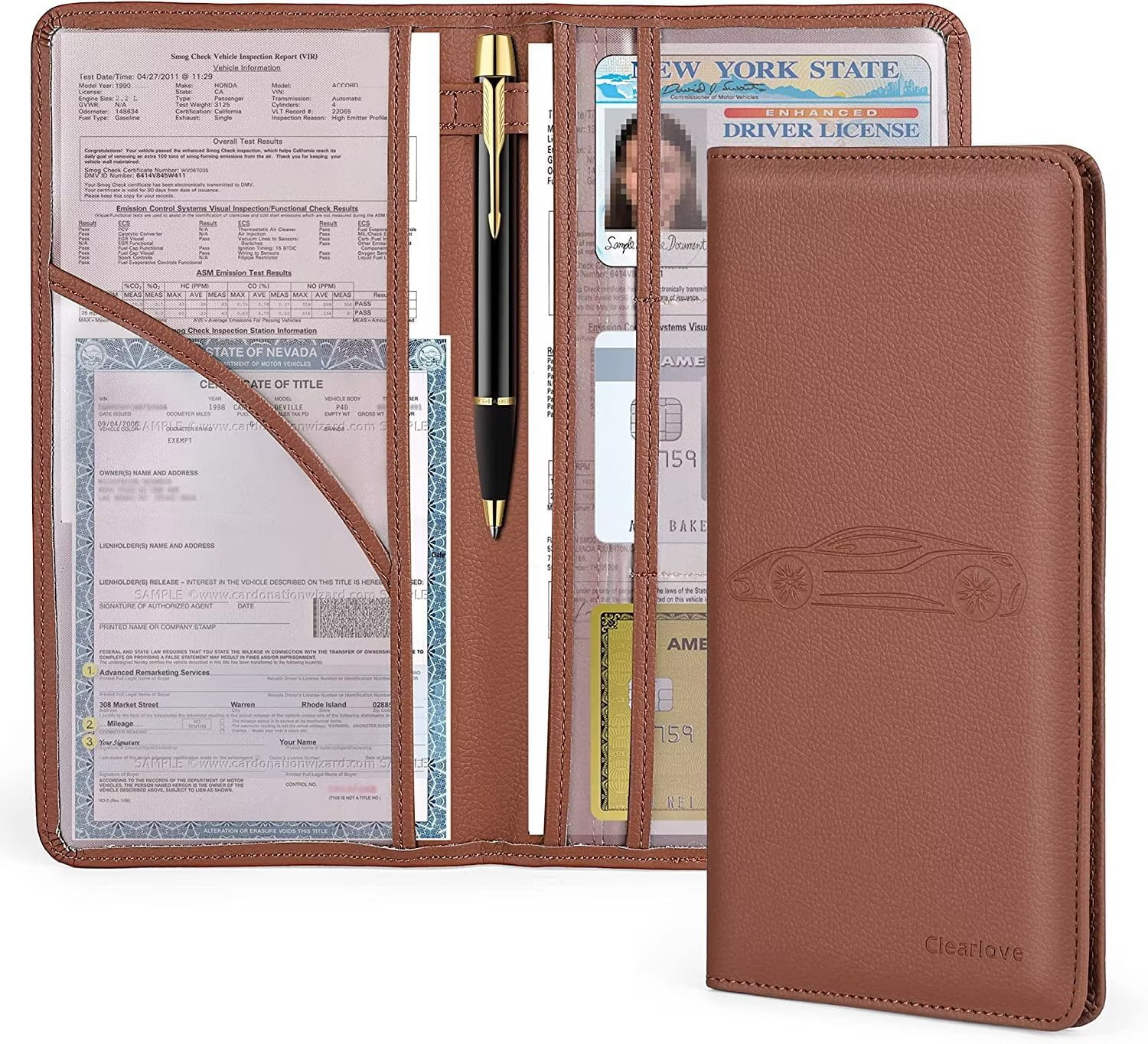 Car Registration and Insurance Holder Auto Glove Box Organizer Car