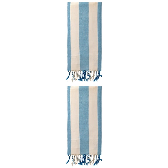 Unique Bargains Stripe Absorbent Quick Dry Beach Towel 2 Pack Blue 71"x40"